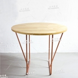 美式实木圆餐桌创意圆形餐桌设计师餐桌个性定制原木咖啡桌洽谈桌