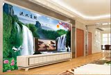 大型壁画电视背景墙壁纸无纺布3d墙纸客厅中式山水画国画流水生财