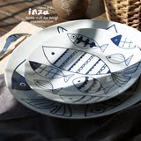 群鱼不落单。外贸原单日式和风创意陶瓷盘子瓷碟子西餐盘菜盘餐具