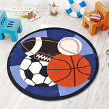 麦克罗伊 手工儿童房环保男孩房卧室床边 篮球卡通圆形可定制地毯