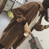 2016韩国新款BF风宽松大衣大码薄外套中长款纯色麂皮绒风衣女夏