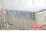 韩国正品 定做床上用品 蓝色床裙床笠 米黄色床垫 床单 床罩