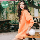 天使之城2016春新品爆款甜美空气层纯色宽松版连衣裙女62150722