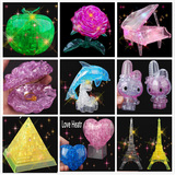 3D立体水晶拼图 闪光苹果玫瑰钢琴贝壳海豚巴黎铁塔拼装益智玩具