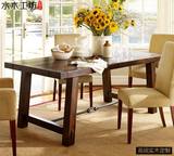 美式LOFT风格 实木餐桌 工作台 金属螺栓画桌 可伸缩 实木定做