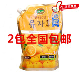 2袋以上包邮韩国进口KJ凯捷国际浓缩柚子原汁冲调饮料1kg 特价42
