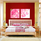 卧室床头挂画 温馨 无框画双联 婚房装饰画 玫瑰壁画墙画组合成品