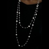 925纯银珍珠项链 天然淡水珍珠长款多层 香港设计 欧洲外贸原单