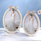 6寸7寸白色珍珠相框创意时尚婚纱照摆台结婚照相片架韩式田园画框