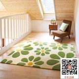 手工地毯 客厅地毯 160*230CM沙发茶几地毯 田园风格 绿色花朵