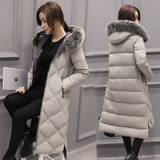 2015冬季新款韩版修身加厚超大毛领超长款过膝羽绒服女大码女装潮