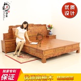 明清仿古家具中式榆木雕花富贵床 古典实木双人床 硬板床厂家直销