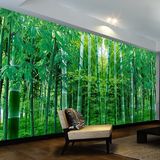 绿色竹林树林3d立体现代简约背景墙电视卧室客厅壁画无缝环保墙纸