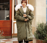 冬新款韩版宽松超长款大毛领过膝羽绒服孕妇外套大码女装时尚外套