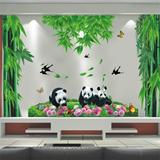 包邮3D立体墙贴电视背景墙客厅卧室墙璧瓷砖可移除贴纸画熊猫竹子