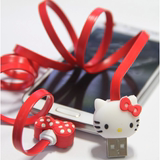 HelloKitty 叮当猫 三星苹果5S 6plus 可爱卡通面条数据线 充电线