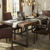 美式乡村创意复古铁艺实木桌椅现代简约小户型客厅餐桌组装特价