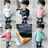 童装冬装新款韩版小童宝宝男童女童圆领加绒婴儿打底衫长袖T恤