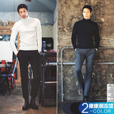 韩国代购男装秋季新款韩版修身青年加厚打底衫潮男士高领长袖T恤