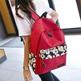 学院风高中学生书包中学生女韩版女旅行背包电脑包15寸红色双肩包