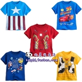 现货 美国Disney迪士尼代购 男童 美国队长钢铁侠动物城 短袖T恤