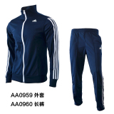 阿迪达斯 Adidas 男款立领夹克/运动裤 长袖外套套装AA0959AA0960