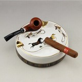 爱马仕HERMES骨瓷 烟斗架 雪茄三用烟灰缸 两斗架陶瓷烟斗烟灰缸