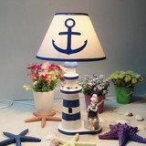 促销地中海风格木质灯塔台灯卧室床头灯装饰创意可调光台灯