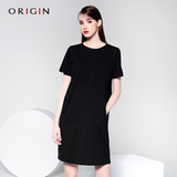 ORIGIN安瑞井品牌女装2016秋季新品针织衫纯色中长款修身棉连衣裙