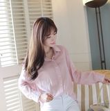2016春韩国正品代购女装 直邮 简约粉色宽松舒适衬衫上衣  FI