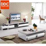 DDC大理石伸缩电视柜茶几餐桌组合客厅不锈钢简约欧式地柜