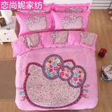 恋尚妮卡通三四件套全棉儿童纯棉床上用品1.5m1.8m床单式可做床笠