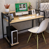 简约组合电脑桌 台式桌家用钢木书桌 简易办公桌笔记本写字台书架