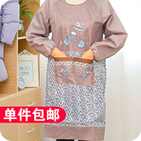 大码全棉围裙长袖防水防油厨房一体式韩版成人反穿罩衣护衣工作服