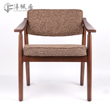 欧式布艺实木餐椅家用 扶手靠背餐厅餐椅咖啡椅子欧式西餐椅简约