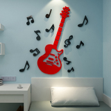 吉他亚克力3D水晶立体墙贴儿童房卡通幼儿园音符音乐教室客厅书房