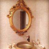欧式浴室镜 椭圆形卫浴镜 新古典雕花玄关装饰婚庆镜框 壁挂镜子