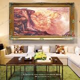纯手绘油画中国黄河风景油画中式客厅办公室酒店装饰挂画
