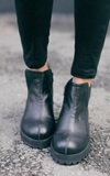 韩国代购Stylenanda女鞋2015秋季圆头马丁靴平跟黑色