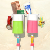 懒人漱口杯牙刷架置物盒吸壁壁挂式粘贴创意洗漱套装牙膏架单个装
