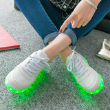 秋季时尚发光板鞋USB充电夜光LED灯鞋韩版情侣荧光鞋鬼步舞潮鞋子