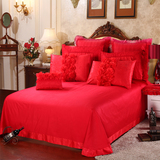 大红床单全棉纯色床单床罩婚庆床单枕套婚庆床单枕套单件床品包邮