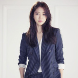 西服女长袖上衣休闲韩版修身明星同款竖条纹时尚西装外套两件套装