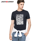 JackJones杰克琼斯印花纯棉修身男装秋季短袖T恤E|216301532