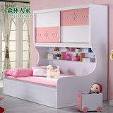 衣柜组合床儿童双层床高低子母床带护栏男孩女孩公主多功能储物床