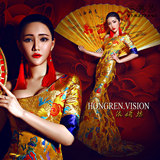 新款影楼古装个人写真服装性感女龙袍拖尾复古艺术照服饰中国风
