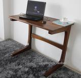 全实木小书桌黑胡桃实木书桌原木写字台现代简约阳台个性创意书桌