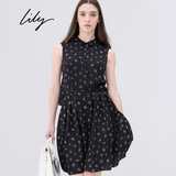 现货lily正品代购 2016夏新款女装修身无袖雪纺连衣裙115240I7322