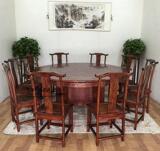 特价仿古圆型餐桌椅组合实木中式圆桌酒店包厢桌大园桌带转盘饭桌