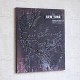 美式乡村复古做旧LOFT工矿风创意全铁艺立体纽约地图挂画装饰画